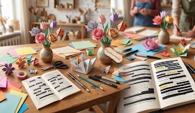 Bild: Aktion | Welttag des Buches | Black Out Poetry & Origami-Blüten | ABGESAGT