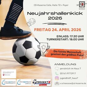Bild: Neujahrshallenkick 2026 in der CD-Kaserne - Jetzt am 24. April 2026!