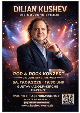 Bild: Dilian Kushev – Pop & Rock Konzert „Die Liebe ebnet die Welt“ - Album-Tour 2026 „Die Liebe ebnet die Welt“