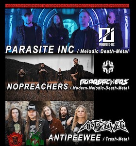 Bild: Parasite INC // Nopreachers // Antipeewee - präsentiert von „Team Rock & Metal“ feat. „Metalwohnzimmer“