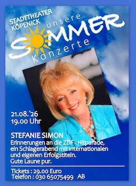 Bild: Stefanie Simon - u.a. Erinnerungen an die Zdf Hitparade - Sommerkonzerte im Stadttheater Köpenick