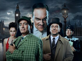 Bild: »Sherlock Holmes: Der Fall Moriarty« - Komödie von Ken Ludwig mit Jan Sosniok, Oliver Dupont, Katy Karrenbauer u. a.