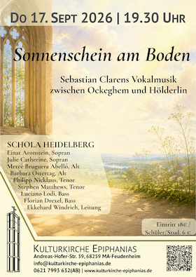 Bild: Sonnenschein am Boden - Sebastian Clarens Vokalmusik zwischen Ockeghem und Hölderin