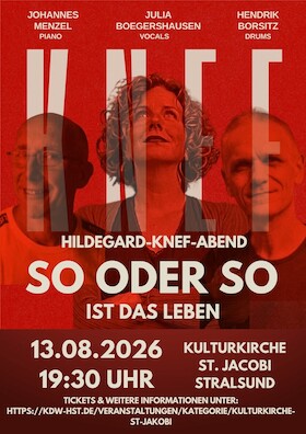 Bild: „So oder so.“ - Ein Hildegard Knef Abend - Julia Boegershausen-Gesang* Johannes Menzel-Piano * Hendrik Borsitz-Drums