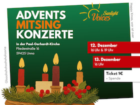 Bild: Chorkonzerte Sunlightvoices - Advents Mitsing Konzert