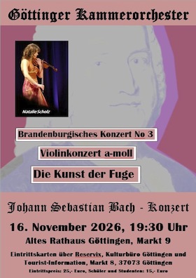 Bild: Johann Sebastian Bach – Konzert - Göttinger Kammerorchester mit Natalie Scholz (Violine) und Tatyana Barth (Cembalo)